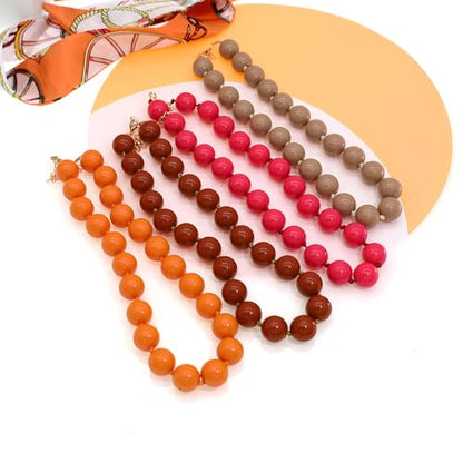 JNF Chunky Beaded Necklaces Women Large Big Ball Bead Choker Necklace Bold Statement Beads jewelry Gift - color: fuchsia beaded