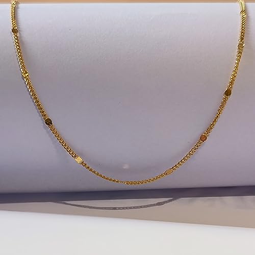 Dainty Choker Necklace for Women 18K Gold Plated Shining Dots Box Chain Sparkle Necklaces Cute Paperclip Link Herringbone Necklace Exquisite Jewelry Gifts for Mom Girlfriend - style: Dot GD