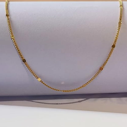 Dainty Choker Necklace for Women 18K Gold Plated Shining Dots Box Chain Sparkle Necklaces Cute Paperclip Link Herringbone Necklace Exquisite Jewelry Gifts for Mom Girlfriend - style: Dot GD