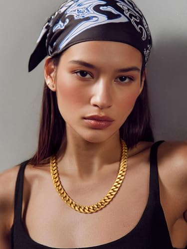 PROSTEEL Chunky Cuban Link Curb Chain Necklace for Women Men, Stainless Steel Choker Thick Trendy Statement Hip Hop Miami Cuban Chain Jewelry Gifts Unisex Size,5/12/14mm Widths,18"/20" - color: 12mm-Gold, size: 20inches