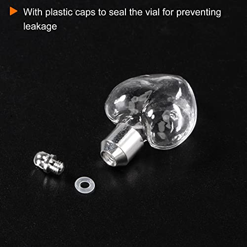 HARFINGTON 5pcs Name on Rice Glass Vial Pendant 6mm Width Heart Shape Screw Cap Clear Vial Necklace Hanging Wish Bottles for Liquid Sand Ashes DIY Pendant Craft Souvenirs