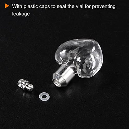 HARFINGTON 5pcs Name on Rice Glass Vial Pendant 6mm Width Heart Shape Screw Cap Clear Vial Necklace Hanging Wish Bottles for Liquid Sand Ashes DIY Pendant Craft Souvenirs