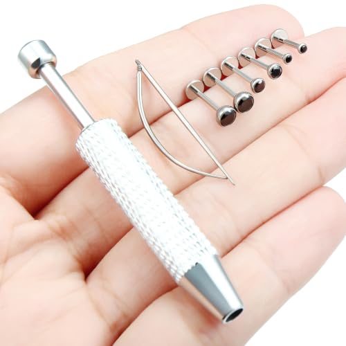 Jenxnjsjo F136 Titanium 20/18/16g Earrings Nose Lip Rings Studs Labret Medusa Tragus Helix Conch Cartilage Piercing Jewelry for Women - color: Black, size: 18g