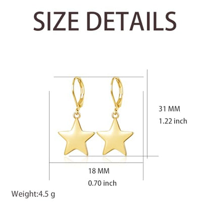 Leverback Earrings Dangle Earrings for Women Dangly Earrings Anniversary Birthday Gifts for Women - style: Star Earrings-Gold