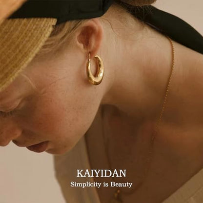 2 Pairs Gold/Silver Hoop Earrings For Women Set Trendy,14K Plated Gold Chunky Huggie Hoop Earings Pack,Oval Twisted Statement Silver Hoops,Fashion Jewelry Gift - color: 6) chunky hoop