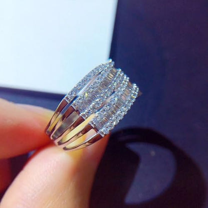 PAVOOI 14K Gold Plated X Ring Simulated Diamond CZ Criss Cross Ring for Women Juude Jewelers Silver Rose Gold Braided Wrap Knot Style Promise Statement Cocktail Party Ring(Silver.D-US Code-6) - color: SILVER.D, size: (US Code-6)