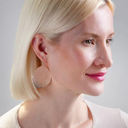 Leaf Earrings for Women - Gold or Silver Tone Filigree Dangle Earrings | Plated in Gold Tone or Silver Tone - color: Round Leaf - Silver