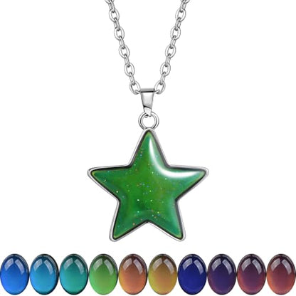 FM FM42 Temperature Sensing Color Changing Pendant Necklace with 19.29" Stainless Steel Rolo Chain - color: Star