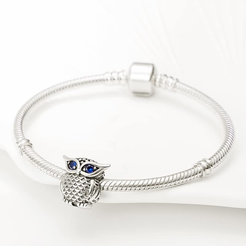 925 Sterling Silver Charms for Bracelets and Necklaces Beads Charms Jewelry Gift for Women - color: Owl Charm