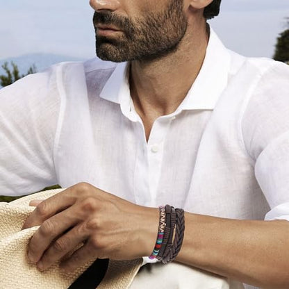 36Pcs Braided Leather Bracelets for Men Women Wrap Wood Beads Cuff Bracelet Hemp Cords Ethnic Tribal Handmade Wrap Wristband Bracelets Set Adjustable