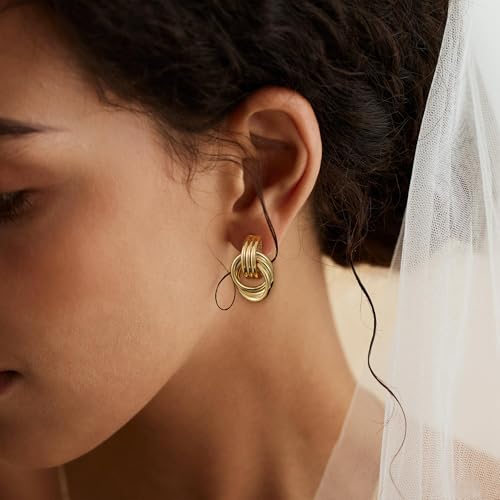 SHERLOVE Chunky Knot Gold Earrings Women Statement Drop Dangle Earrings | 14K Gold Plated Hypoallergenic Lightweight,Trendy Dainty Elegant Cute,Women Gold Jewelry Fashion Accessories Gifts - color: Knot Gold A