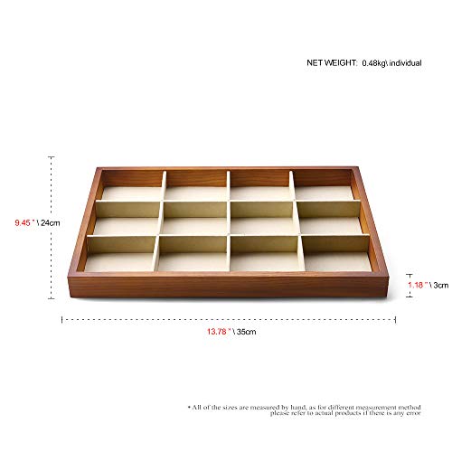 Oirlv Solid Wood Jewelry Tray,Jewelry Drawer Organizer,12 Grid(Cream) | Stackable Design,for Jewelry Necklaces Bracelets and Watches,Organizing and Presentinge Legantly on Dressers&in Dresser - color: Creamy-white 12 grid tray