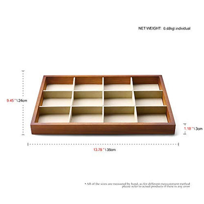 Oirlv Solid Wood Jewelry Tray,Jewelry Drawer Organizer,12 Grid(Cream) | Stackable Design,for Jewelry Necklaces Bracelets and Watches,Organizing and Presentinge Legantly on Dressers&in Dresser - color: Creamy-white 12 grid tray