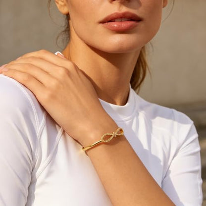 hotoo Gold Plated Bangle Bracelet for Women - style: Bow Knot