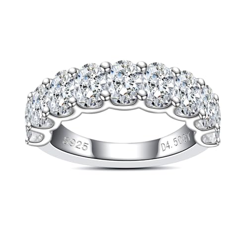 Moissanite Eternity Rings, S925 Sterling Silver Anniversary Band for Women - style: 4.5 CT Exquisite Fancy-Cut