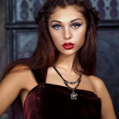 Mikovivi Bohemian Wood Bead Pendant Necklace Earrings Set for Women Gift