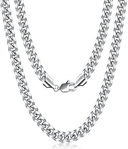 Fiusem Cuban Link Chain for Men | 4/5/6/8mm Miami Cuban Chain Necklace for Men Women, Stainless Steel Necklace 18-28 Inch - size: Length 26 Inch, style: 8mm silver