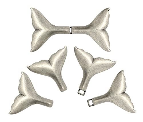 bezelry 3 Pairs Whale Tail Cape or Cloak Clasp Fasteners. 62mm x 35mm Fastened. Sew On Hooks and Eyes Cardigan Clip (Antique Silver) - color: Antique Silver