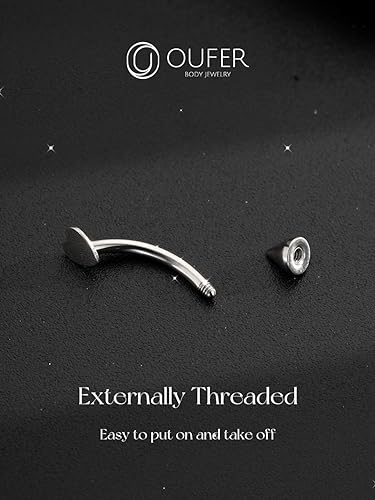 OUFER Rook Piercing Jewelry, G23 Solid Titanium Eyebrow Rings, Heart Vertical Labret Lip Jewelry, 16G Curved Barbells, Daith Rook Earrings for Women Men - color: Silver Heart, size: 16G 6mm