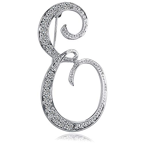 Letter Brooch Pins Initial Rhinestone Brooch for Women Crafts Silvery A-Z - color: Silver E