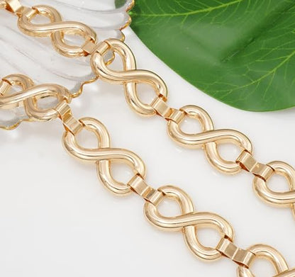 Waist Chain Belts Women Girls Metal Belly Link | Adjustable Waist Belt for Jeans and Dress - color: Gold, size: XL: 59 in