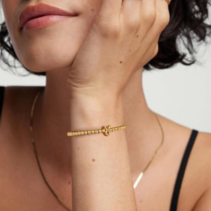 Gold 12 Constellations Bracelets for Women, 18K Gold Plated Beaded Stretch Bubble Bracelets Charm Jewelry Bracelet Gifts for Birthday Mother's Day Valentines Christmas - color: Taurus