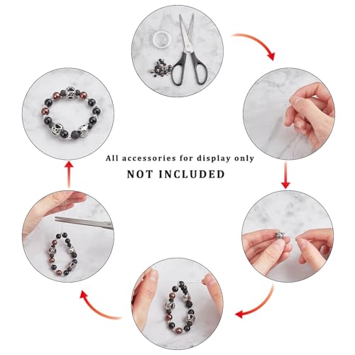 Elecrelive 10Pcs Halloween Skull Beads Skeleton Skull Head Stainless Steel Large Hole Beads for Gothic Necklace Bracelets Earrings Jewelry Making - color: Matte Silver