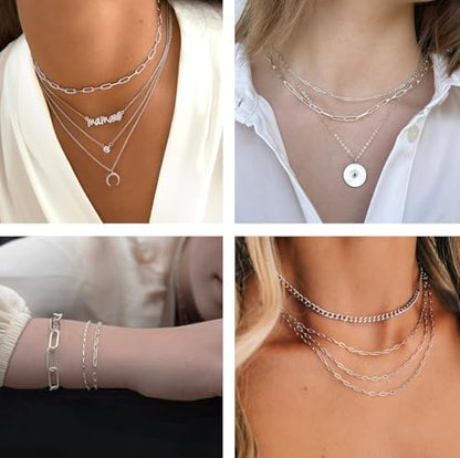 Kyutong Stainless Steel Jewelry Making Chains Bulk Silver Paperclip Chain | 16.4FT/5M Necklace Making Supplies 3MM Paperclip Chains for Jewelry Making with Lobster Claw Clasps Jump Rings - color: silver paperclip
