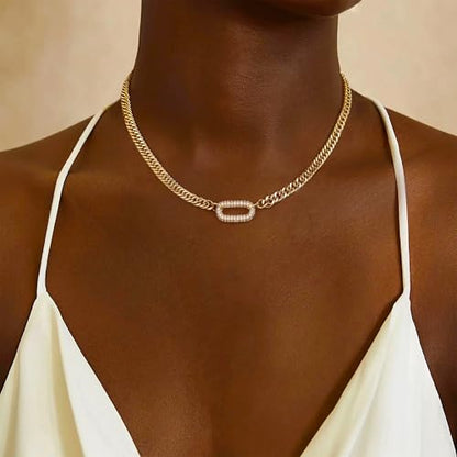 Gold Necklace for Women Chunky 14K Gold Plated Chain Necklace | Chunky Gold Necklace,Simple Paperclip Chain, Statement Choker Necklace,Non Tarnish,Trendy Jewelry,Gifts for Women - style: 6mm-cuban chain-gd
