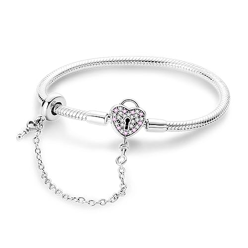 KUNSIR 925 Sterling Silver Palm Clasp Snake Chain Bracelet Basic Charm Bracelets Fit Any PDL Charm, with for Teen Women - style: KJB012