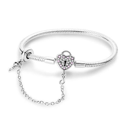 KUNSIR 925 Sterling Silver Palm Clasp Snake Chain Bracelet Basic Charm Bracelets Fit Any PDL Charm, with for Teen Women - style: KJB012
