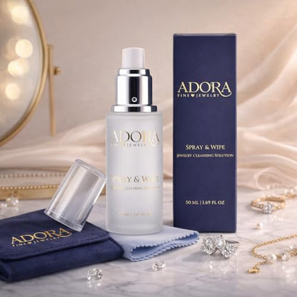 Adora Universal Cleaner Kit Jewelry, Eyeglasses, iPhone, iPad, Samsung & iWatch | Removes Grease & Dirt | Safe for Gold, Silver, Diamonds & Gemstones | 3-Piece 1.69 fl oz