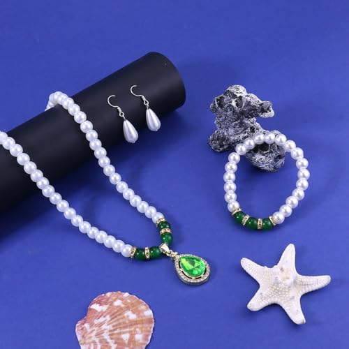 CSIYANJRY99 Pearl Jewelry Set for Women Prom Accessorie Faux Pearl Necklace Bracelet Earring Set Bride Bridesmaid Costume White Jewelry Sets - color: D-Green