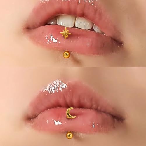 3Pcs Eyebrow Rings, 16G Threaded Gold Rook Earrings Piercing Jewelry for Women Men 316L Stainless Steel Lip Labret Barbells Ring - color: Gold, size: 16 gauge(1.2mm)-8mm