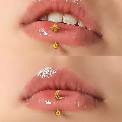3Pcs Eyebrow Rings, 16G Threaded Gold Rook Earrings Piercing Jewelry for Women Men 316L Stainless Steel Lip Labret Barbells Ring - color: Gold, size: 16 gauge(1.2mm)-8mm