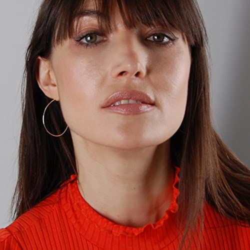 Thin Hoop Earrings for Women - Lightweight Wire Threader Loop Drop Dangles | Plated in 18K Gold or 925 Sterling Silver, Hypoallergenic and Safe for Sensitive Ears - color: 925 Silver Plated - 1.5" inch