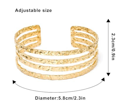 Multi-Layer Cuff Bracelet for Women Cross Wire Bracelets Open Wide Cuff Gold Bangle Bracelet - color: Gold 3