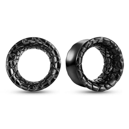 LADEMAYH 2PCS Hammered Ear Plugs Gauges for Ears, Punk Textured Tunnels | Industrial Style, Double Flared Expander, 316L Surgical Stainless Steel, Hypoallergenic, Saddle Fit, Ear Stretching Jewelry - color: #6749 Black, size: 1/2"(12mm)