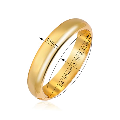 Eigso 13MM Large Gold Plated Chunky Bracelet Bangle for Women Men Trendy Thick Arc Shape Open Cuff Bangles Bracelets for Woman Man - color: Gold-13MM