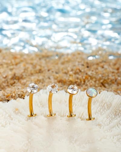 Floating Titanium Belly Button Rings Hypoallergenic G23 Titanium Internally Threaded Belly Ring 14G Belly Piercings for Women Navel Piercings Jewelry - color: 14k gold plated heart
