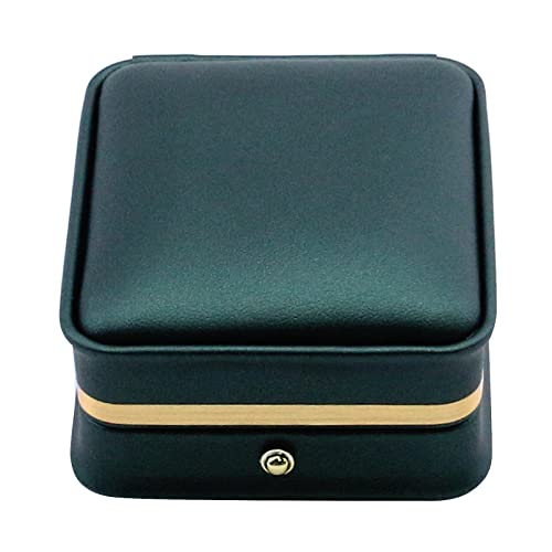 MY MIRONEY PU Leather Pendant Box | Velvet Interior Necklace Pendant Box Blackish Green Jewelry Gift Box Storage Case Organizer (2.83" x 3.31" x 1.57") - style: Pendant Box(Type A); Blackish Green
