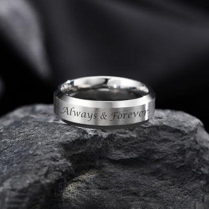 VNOX Customize Personalized 6MM/8MM Tungsten Carbide/Stainless Steel Simple Matte Brushed Finish Wedding Band Engagement Rings for Men Women,Size 5-14 - color: Silver-6mm-stainless-steel