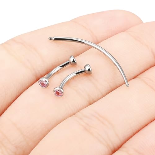 F136 Titanium 16g 6/8/10mm Eyebrow/Rook/Snug/Vertical-Labret/VCH/Snake-Eyes/Anti-Tragus/Christina/Daith/Belly-Button/Bridge/Hood/Surface Curved Barbell Piercing Jewelry for Women Men - color: Pink, size: 8 mm (5/16 in)