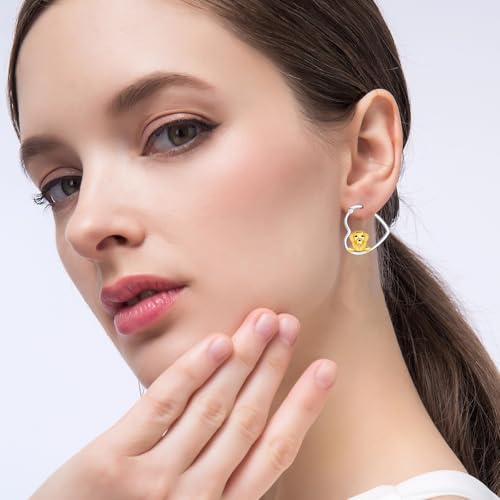 LES OSEWA Dog Animal Earrings Sterling Silver Animal Heart Hoop Dangle Earrings Cute Jewelry Gifts for Women - color: Golden Retriever