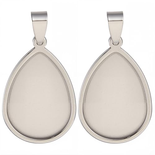 1 Box 10Pcs Silver Stainless Steel Cabochon Blanks Teardrop Bezel Pendant Trays Bulk Stylish Water Drop Shaped Bezel Pendant Trays for Jewelry Making Bracelet Necklace DIY Crafts Beginner - style: silver drop