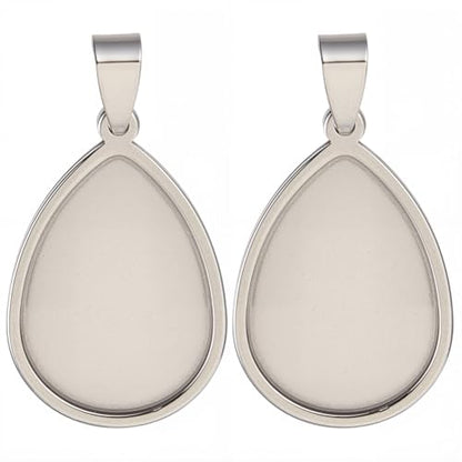 1 Box 10Pcs Silver Stainless Steel Cabochon Blanks Teardrop Bezel Pendant Trays Bulk Stylish Water Drop Shaped Bezel Pendant Trays for Jewelry Making Bracelet Necklace DIY Crafts Beginner - style: silver drop