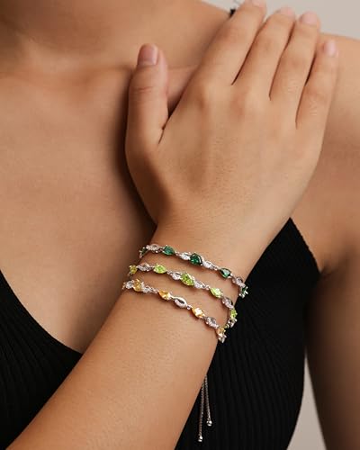 FANCIME Birthstone Teardrop Tennis Bracelet for Women, Sterling Silver 9x7mm main Gemstone Bolo Adjustable Chain Bracelet Fine Jewelry Birthday Gifts for Women Mom Wife Her - color: 12-Turquoise