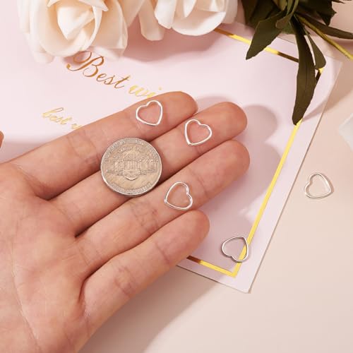 Elecrelive 5pcs 925 Sterling Silver Heart Charms Love Heart Bezel Frame Hollow Link Connector Charms for Valentine's Day DIY Bracelet Necklace Earring Making - color: Silver-Heart