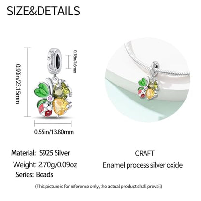 925 Sterling Silver Charms for Bracelets and Necklaces Beads Charms Jewelry Gift for Women - color: Spring Four-Leaf Clover