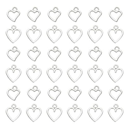 MECCANIXITY Heart Charm, Alloy Love Heart Pendants Valentines Love Dangle Connector Charm Bulk for Jewelry Making Necklace Bracelet Earrings, Cyan - color: Bright Silver